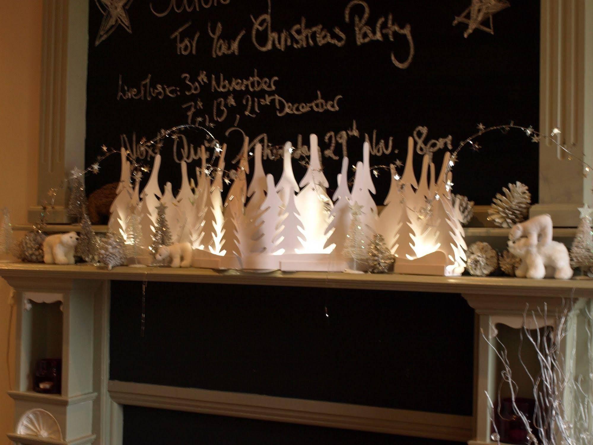 The Bower Inn Bridgwater Esterno foto A fireplace decorated for Christmas